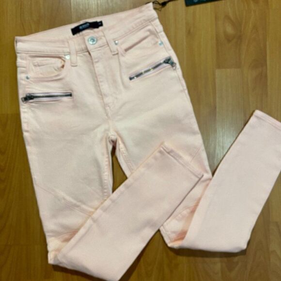 Hudson Los Angeles Women’s Barbara High Waist Pink Skinny Jeans Pearl Pink - Picture 9 of 12